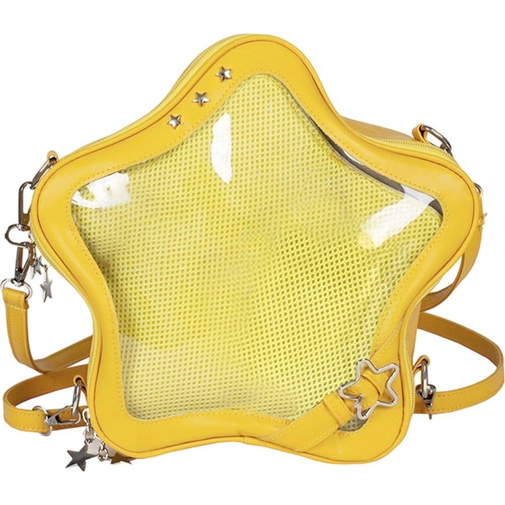 Baokuan Women's Yellow Star Kawaii Backpack Pu Leather Ita Bag Backpack Y2k Shoulder Bag Aesthetic Cute Backpack