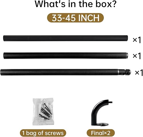 Miniatura 7 de Paquete de 2 barras de cortina envolventes para ventanas de 28 a 48 pulgadas, cortinero curvado opaco, para interiores y exteriores, ajustable de 33