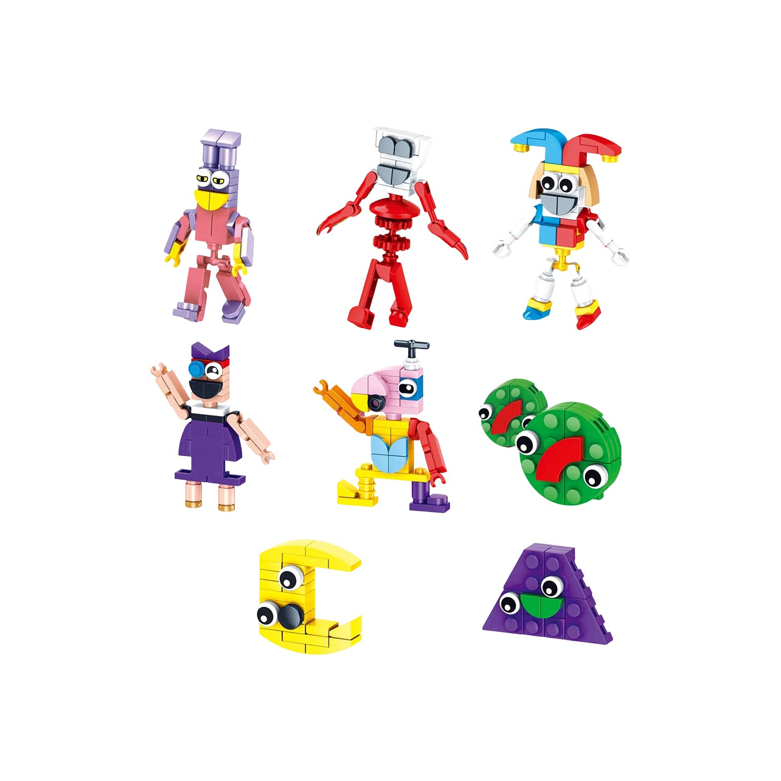 8PCS Circus Figure Toys Action Figure Movie Cartoon Circus Merch Character Figure Building Blocks Set Collectible Toy Bricks for for Fans Boys Girls A07