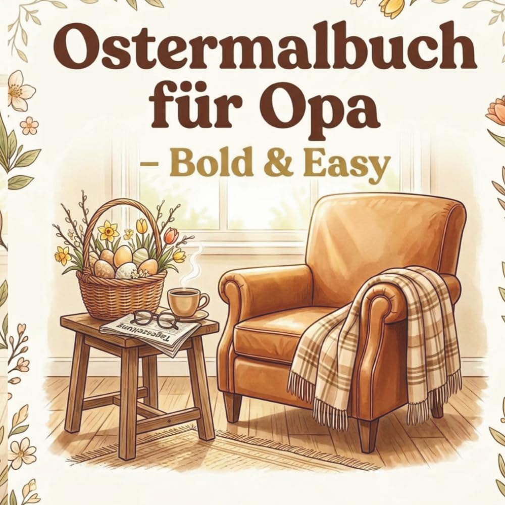 Ostermalbuch für Opa: Bold & Easy | 40 große einfache Ostermotive zum Entspannen