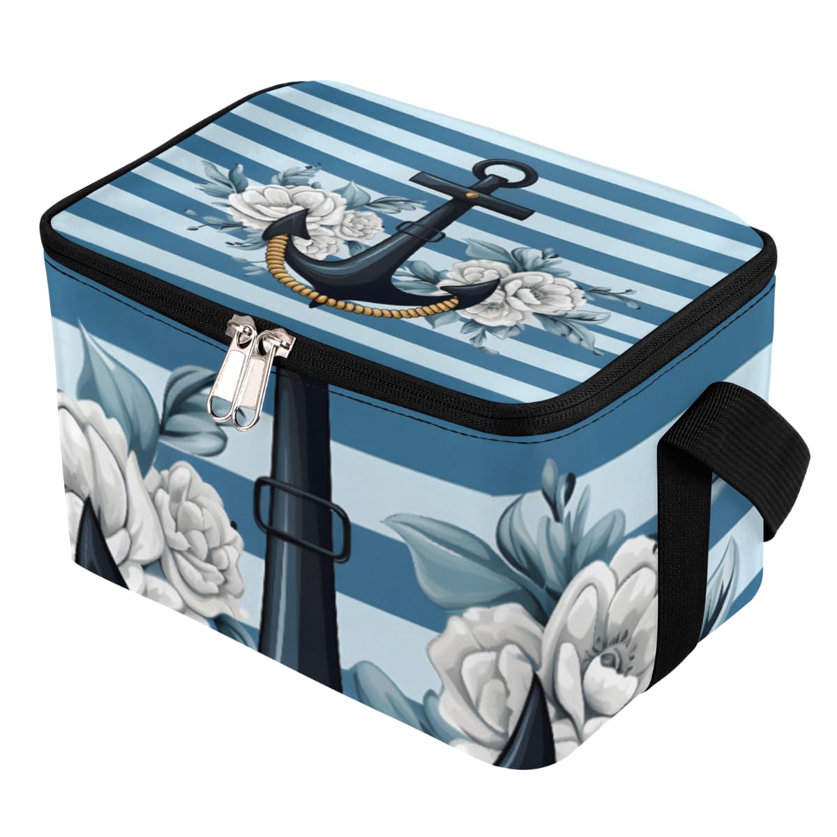 GzLeyigou Lunch Bags for Women Men 9 Cans,Marine Anchor Hot & Cold Food Delivery Bag Insulated Grocery Bag Insulated Lunch Box Ocean Sailing Cooler Bag for Office Work Picnic Beach