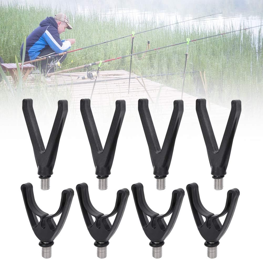 8PCS Fishing Rod Holder Head, Plastic V and U Shape Fish Pole Bracket Head Anti-Ski Rod Protection Tool Accessory for Outdoor Fishing