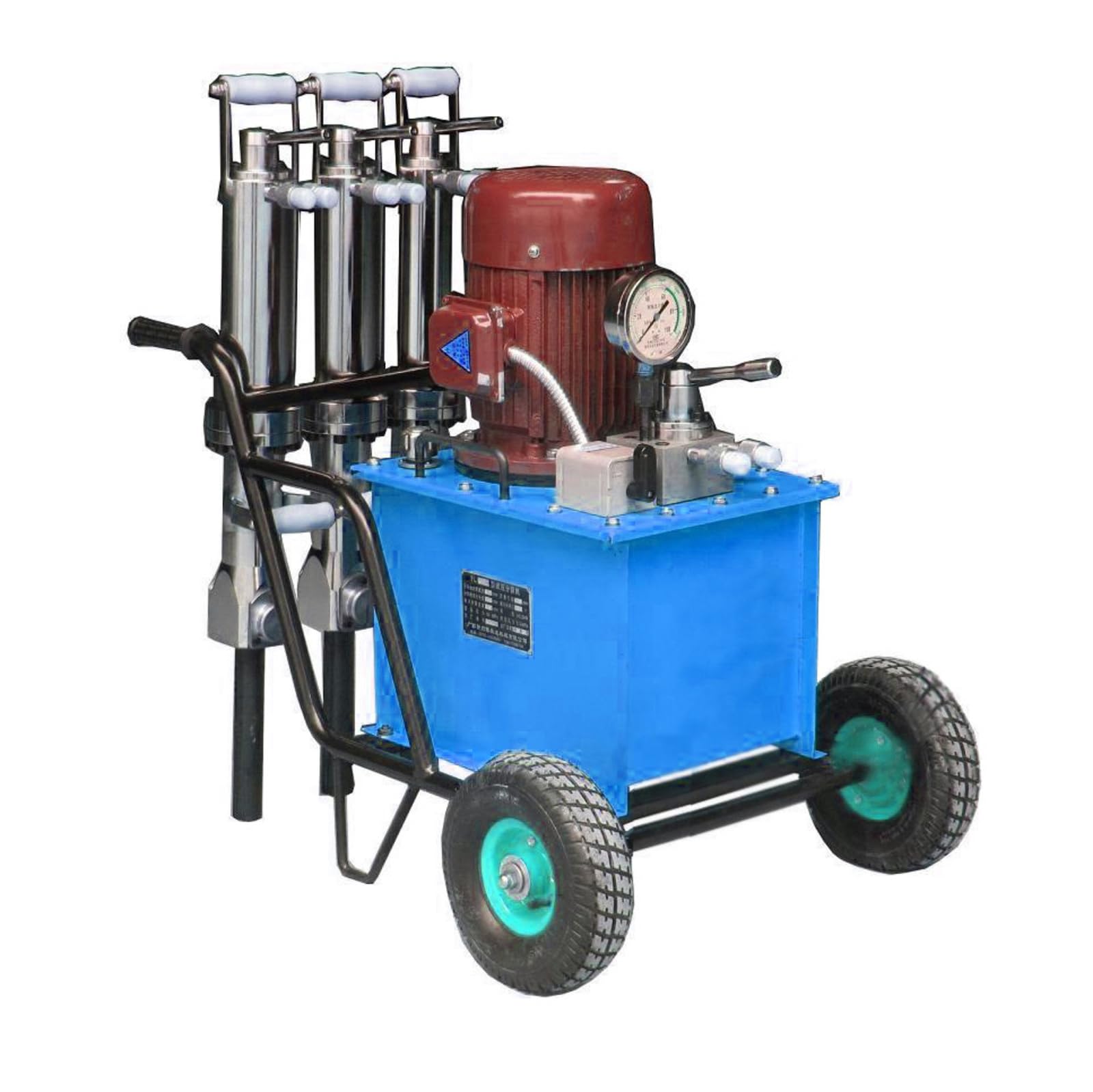 Hydrauliczny rozdzielacz skał napędzany klinem rozdzielacz hydrauliczny do łamania głazów wyposażony w kliny rozdzielające stacja pomp zasilających realizuje pękanie statyczne podczas wydobywania