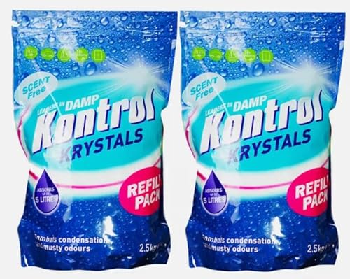 Kontrol Refill Moisture Trap Damp Mould Absorber Crystals - Hygroscopic Calcium Chloride for Condensation, Mildew, and Odor Removal - 5 Kg