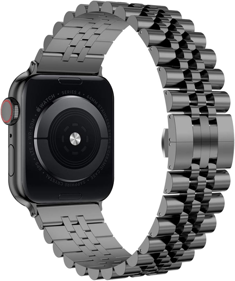 Wolait Compatible with Apple Watch Ultra 3/Ultra 2 Band 49mm 46mm 45mm 44mm 42mm,Stainless Steel Heavy iWatch Band with Butterfly Folding Clasp Link Bracelet for Series 11-1/SE3/2/Men,Space Gray