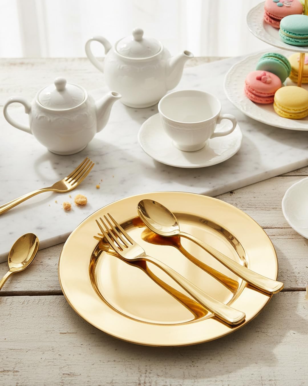 BUCLA 200-Piece Gold Plastic Silverware - Heavy Duty Disposable Cutlery Set - 100 Gold Plastic Forks & 100 Spoons for Catering, Party, Dinner, Wedding - Image 7