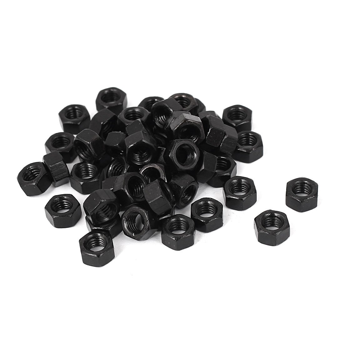 Sourcingmap M5 Carbon Steel Grade 8 Hexagon Hex Nut Black 50pcs