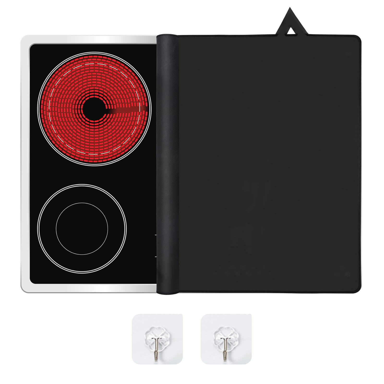 Tappetino Protettivo Per Piano Cottura 62x53 Cm - Antiscivolo, Resistente Al Calore - Nero