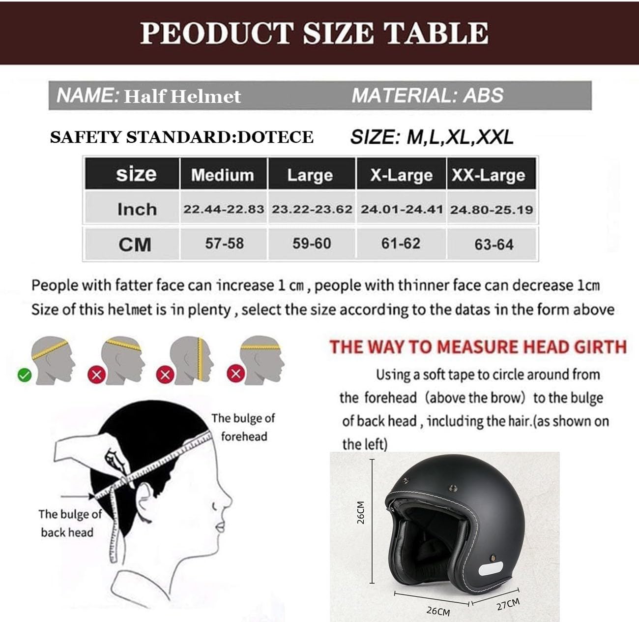 Cascos Half-Helmet Casco Jet Vintage con Visera Solar 3/4 Casco Semi Cubierto Motocicleta Estilo Retro ECEDOT Homologado Cascos Abiertos De Moto para Hombres Y Mujeres