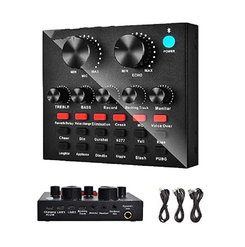 kh V8 Sound Card, Sound Effects Board for Podcast Equipment Bundle, Sound Board for Streaming with Voice Changer Podcast Kit