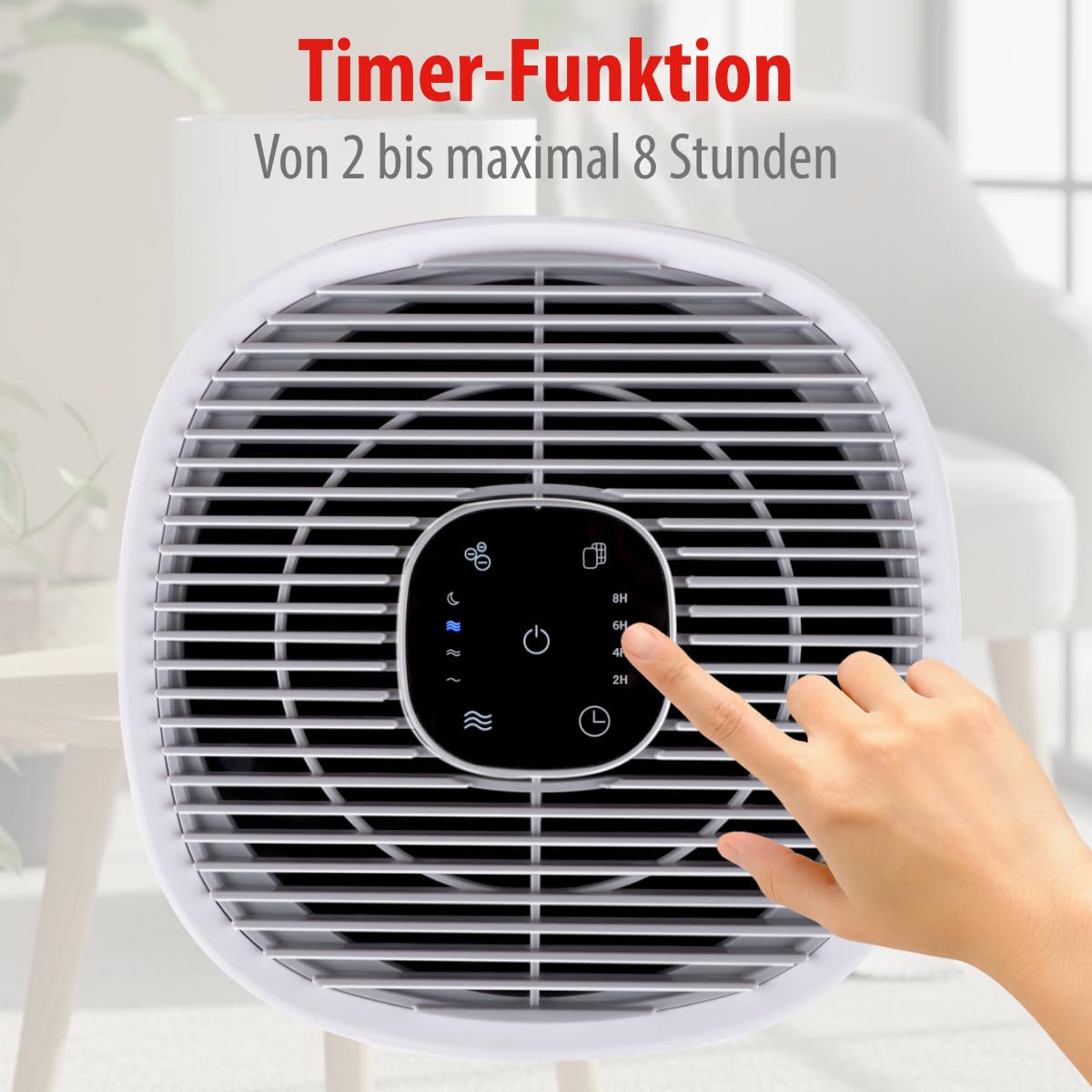 alpina Luftreiniger mit Ionisator - Air Purifier mit HEPA-Filter H11 - Luftfilter mit 3 Geschwindigkeiten - Lufterfrischer mit Timerfunktion - Stille Nachtmodus Räume bis 28 m² Weiß