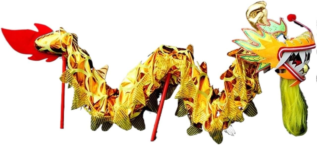 獅子舞の祭り道具 シルクドラゴンダンス 3 メートルシルク中国の新年ショードラゴンダンス 4 プレーヤー用 獅子舞飾りセット伝統的な