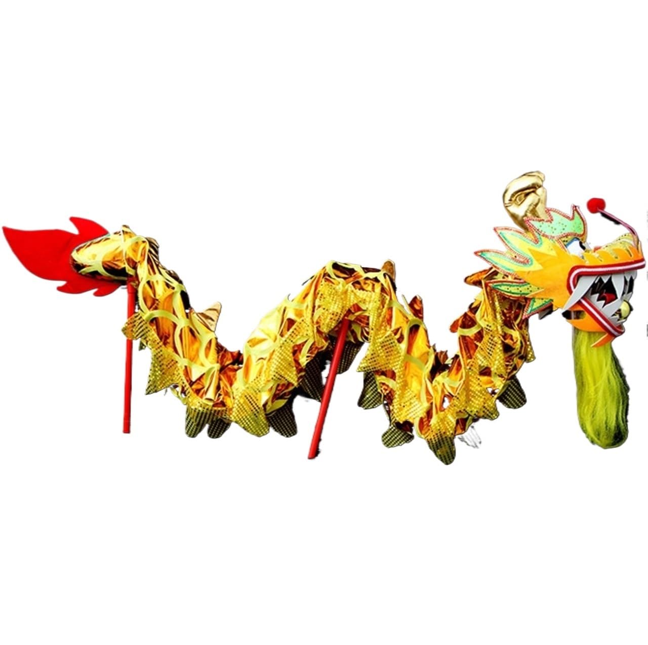MHbdfsxz Outdoor Sports Traditional Silk Dragon Dance 3 Meter Chinese New Year Show For 4 Players Festival Celebration(Yellow)
