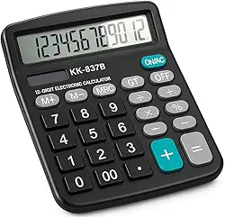 Calculadora Grande 12 Dígitos de Mesa Preta Premium