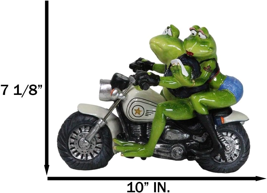 Ebros Gift 10" Long Born to Ride All American Biker Frogs Couple Taking Selfie While Riding On Classic Chopper Motorcycle Bike Figurine