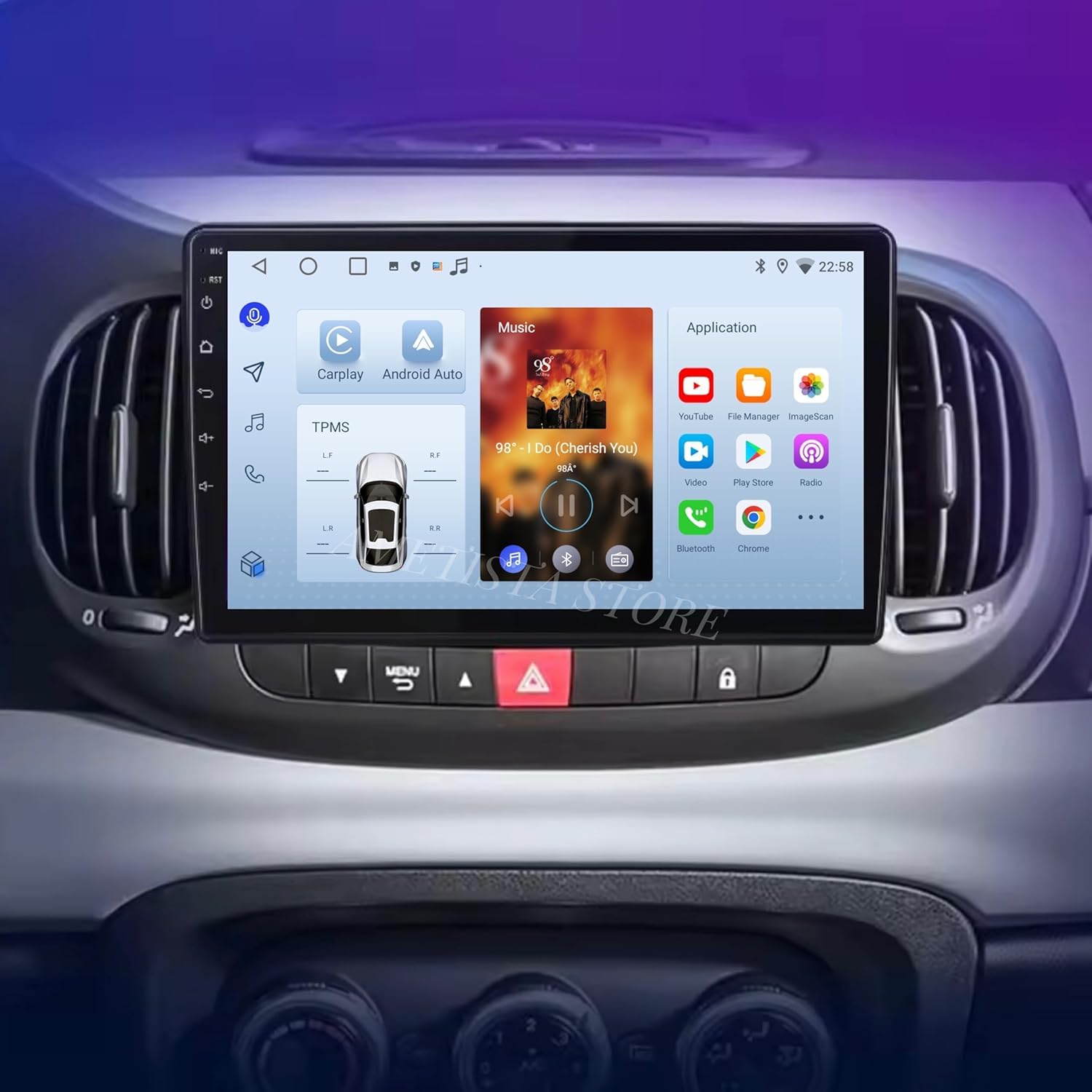 Android 14 Autoradio per Fiat 500L 2012-2017 10.1 Pollici Bluetooth Car Stereo Tablet Touchscreen Radio Navigatore GPS Supporta Wireless Carplay Android Auto Controllo del Volante WiFi (2+64GB)