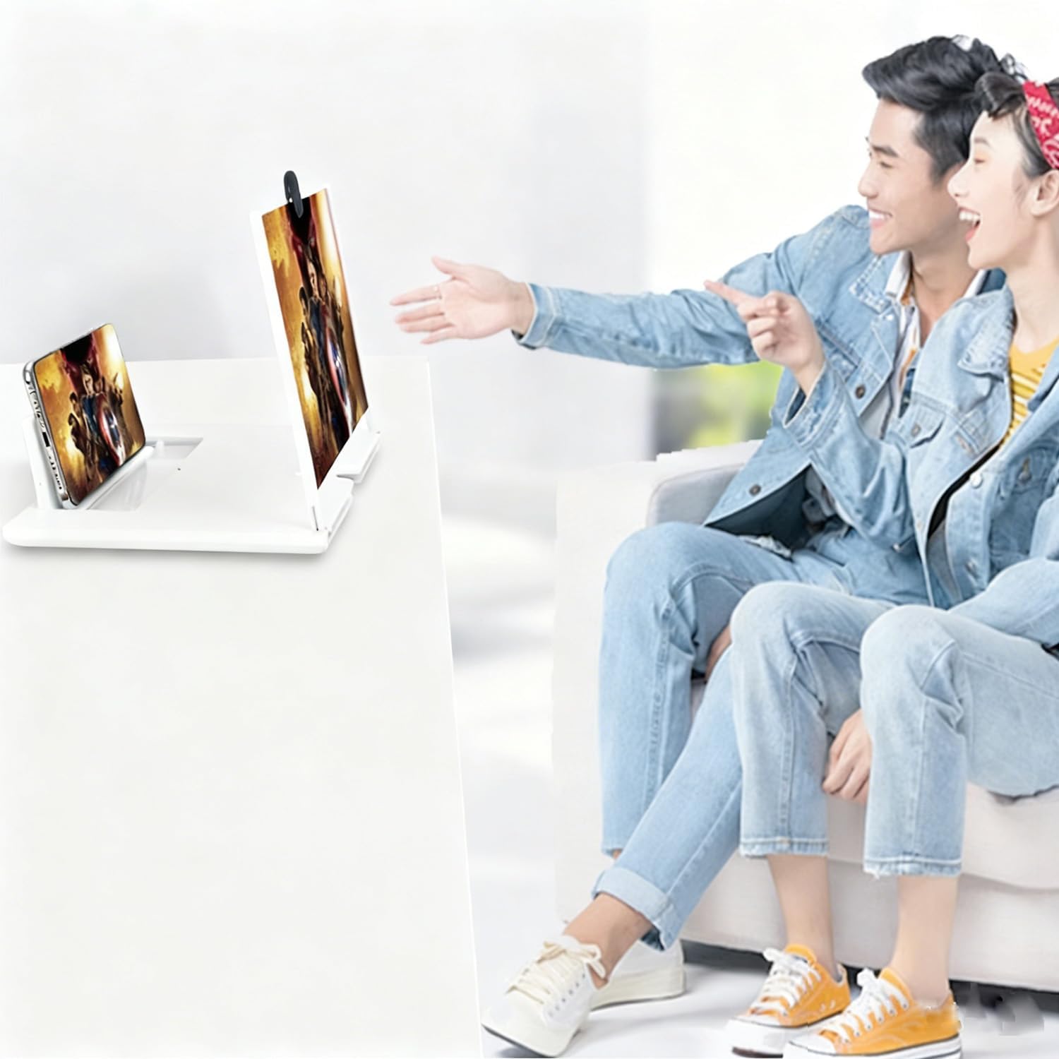 12-Inch HD Screen Magnifier, Portable Foldable Phone Screen Amplifier Screen Enlarger for Movies Videos, 3D HD Mobile Phone Magnifier Projector Screen Enlarger for Movies, Videos, and Gaming