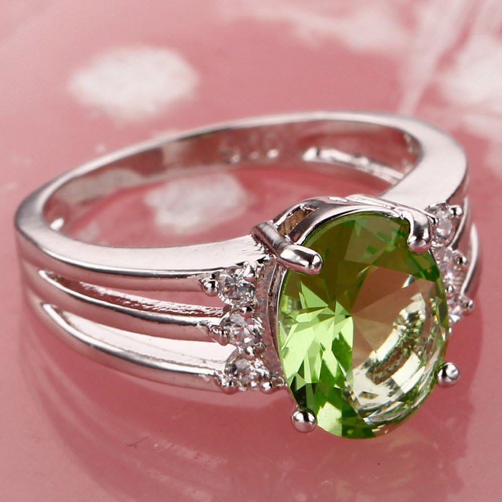 Psiroy 925 Sterling Silver Plated Oval Shaped Simulated Amethyst Ring - Image 3