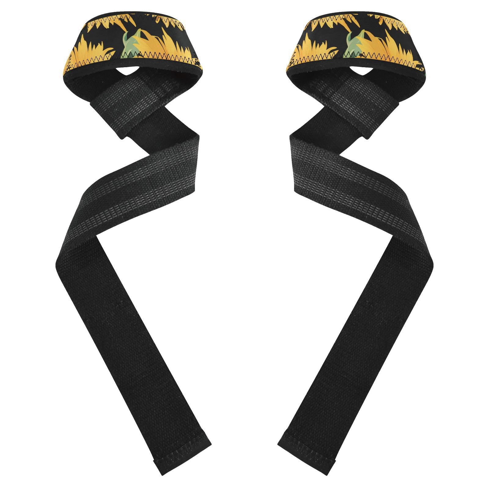 STAYTOP Sunflowers Wrist Straps for Weightlifting,Lifting Straps with Neoprene Cushioned Wrist Padded and Anti-Skid Silicone for Strength Training,Bodybuilding,Deadlifting