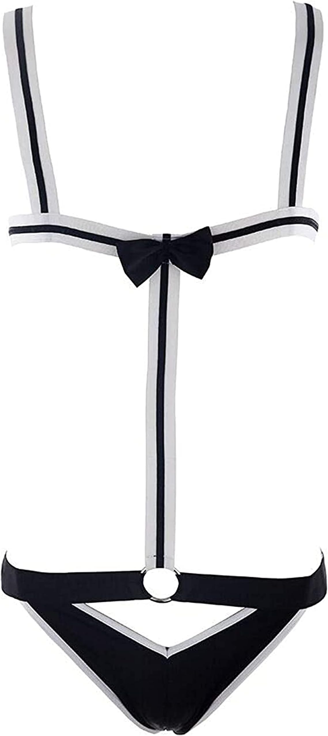 Olefu Cosplay Mens Mankini Costume Suspender Swimsuit Swimwear Thong Underwear Black, One Size