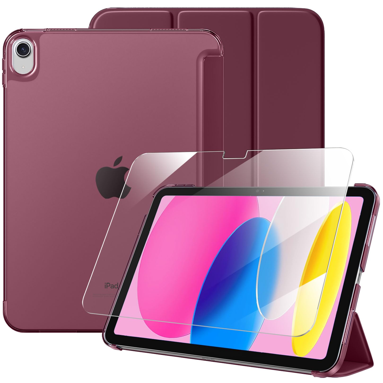 Case with Screen Protector for iPad A16 11th 10th Generation (2025/2022, 11/10.9 Inch), Slim Hard Translucent Back Full Protective Smart Cover for iPad 11, Auto Sleep/Wake, Sea Blue — view 19