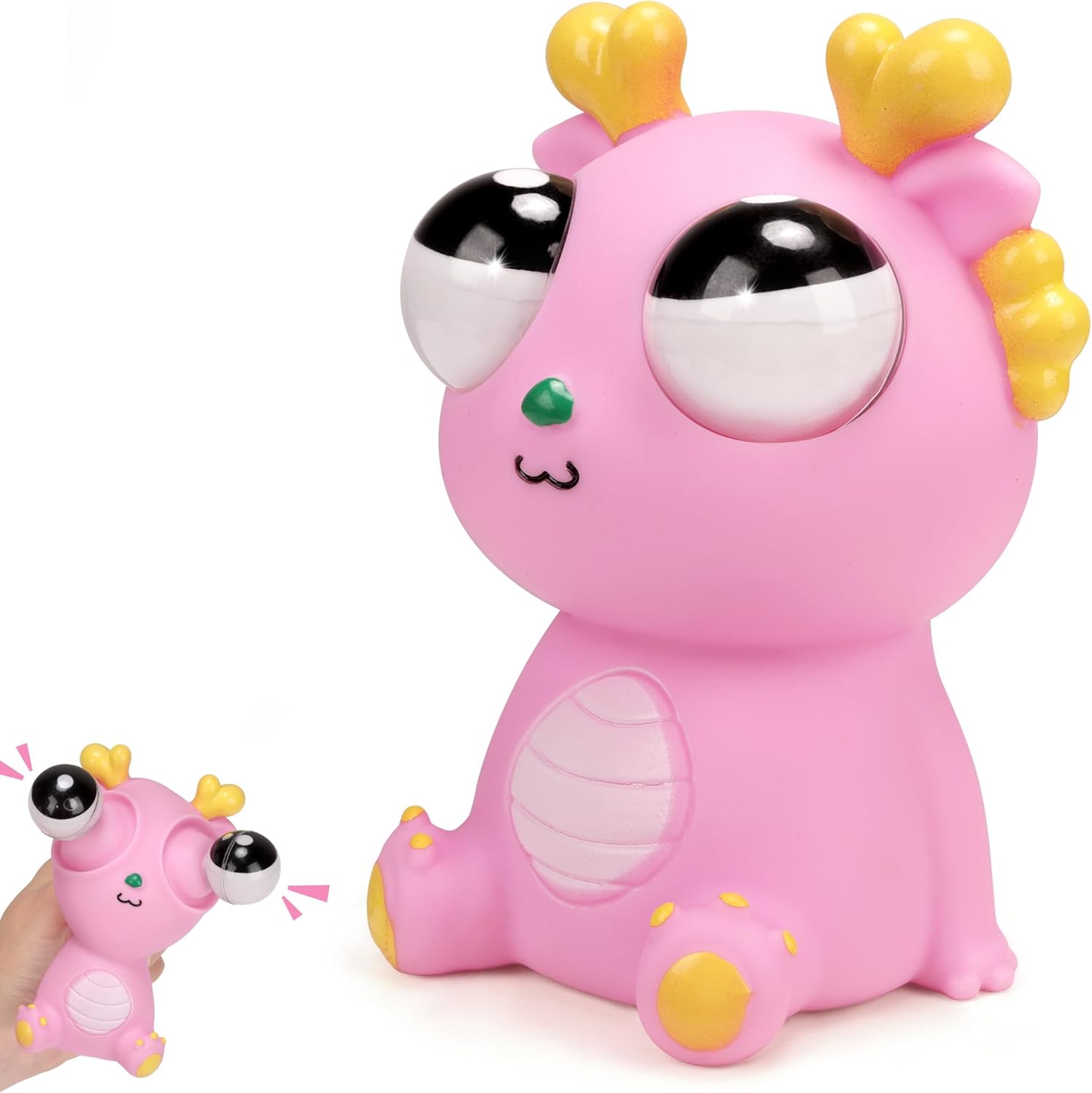 2026 Squeeze Eye Popping Out Stress Relief Cute Dragon Toy,Funny Eyeball Burst Toys for Adults Stress Relief Ornaments Figure Toy,Office and Party Favors Gifts (Pink)