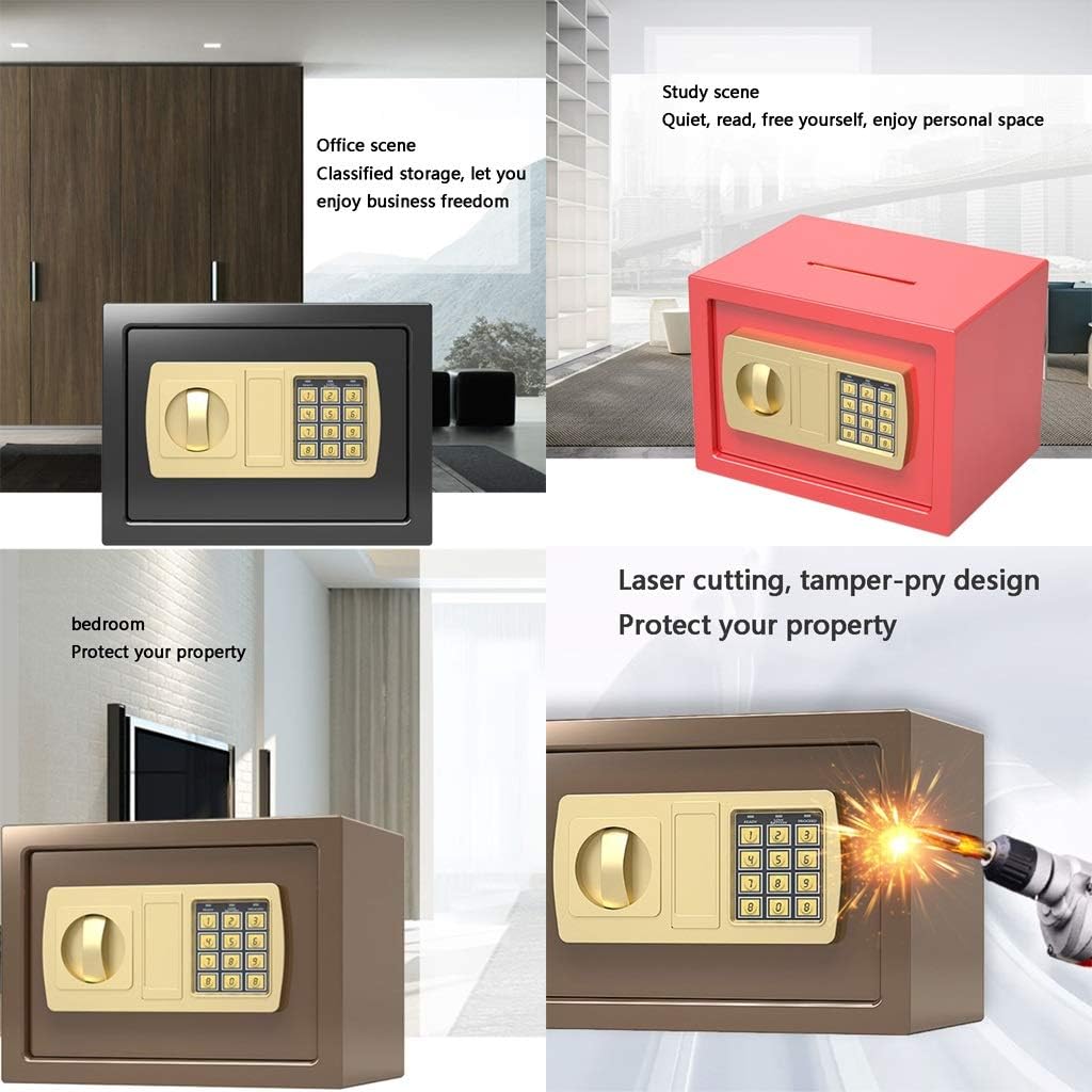 Wall Safes for Home,Small in-Wall Electronic Insurance Cabinet, Household Children and Adults All-Steel Safe, Iron Box with Key Gift Storage Password/Black/20 * 20Cm
