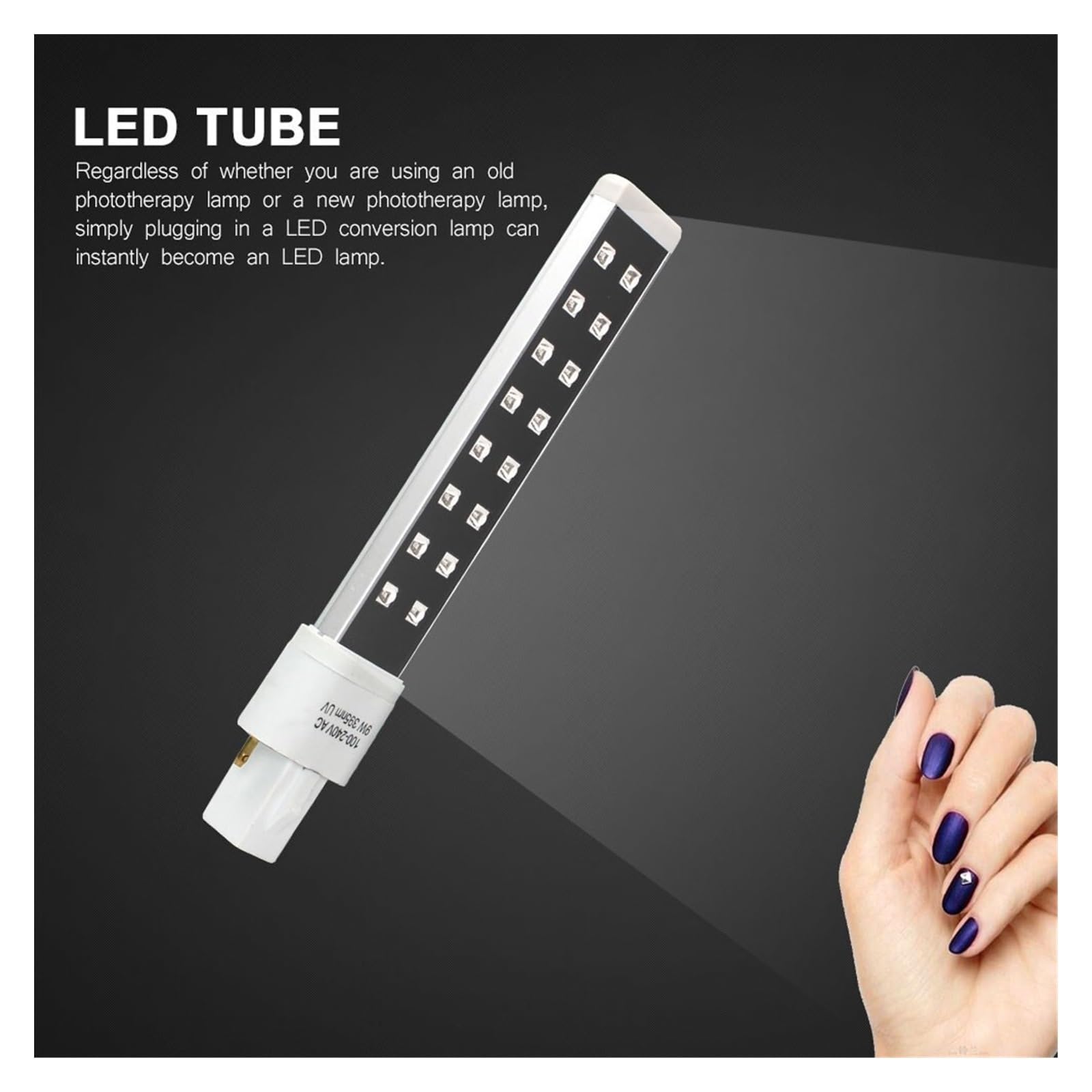 UV Lamp, Sostituzione 9W UV LED Lampada Tubo Lampadina Nail Art Essiccatore Fototerapia Gel Polimerizzante Sorgente Macchina 365 + 405nm(12LED 4pcs)