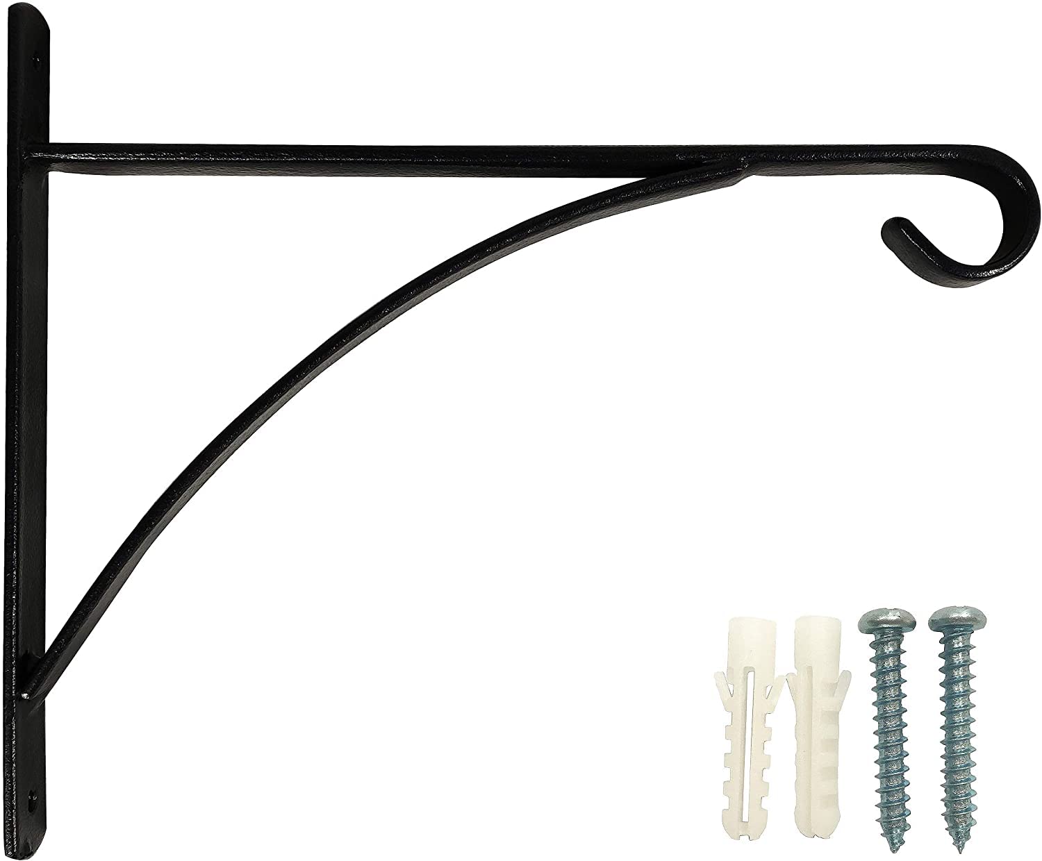 OUTOUR Minimalist Sturdy 12" Wall Hook Iron Plant Hanger for Hanging Baskets, Planters,Lanterns,Wind Chimes,Flower Pots,Wind Spinners,Bird Feeders, Garden Patio Lawn Indoor Outdoor Decor, Matte Black