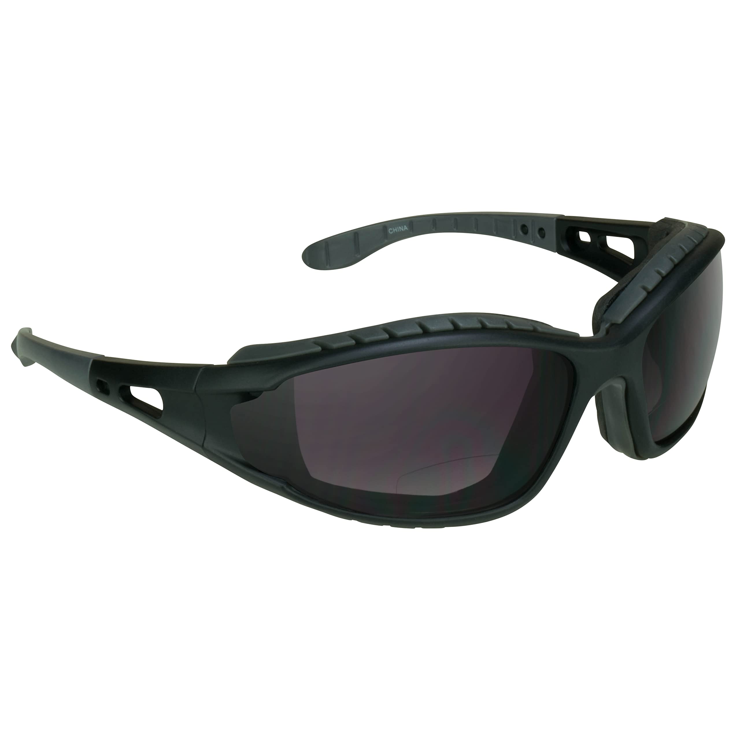 Bikershades Motorcycle Bifocal Riding Sunglasses +2.00 Foam Padded Wind Blocking ANSI Safety Z87 Dark Gray Lens