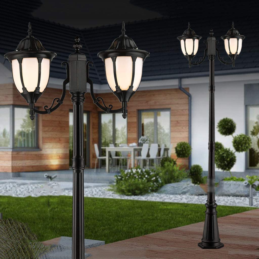 Double tête super lumineuse, Cap Lights Outdoor, Lampadaire LED, Poteau épaissi, mat mat, Abat-jour en acrylique, Aluminium moulé sous pression, Poteaux de clôture LED, Décoration de terrasse ou de ja