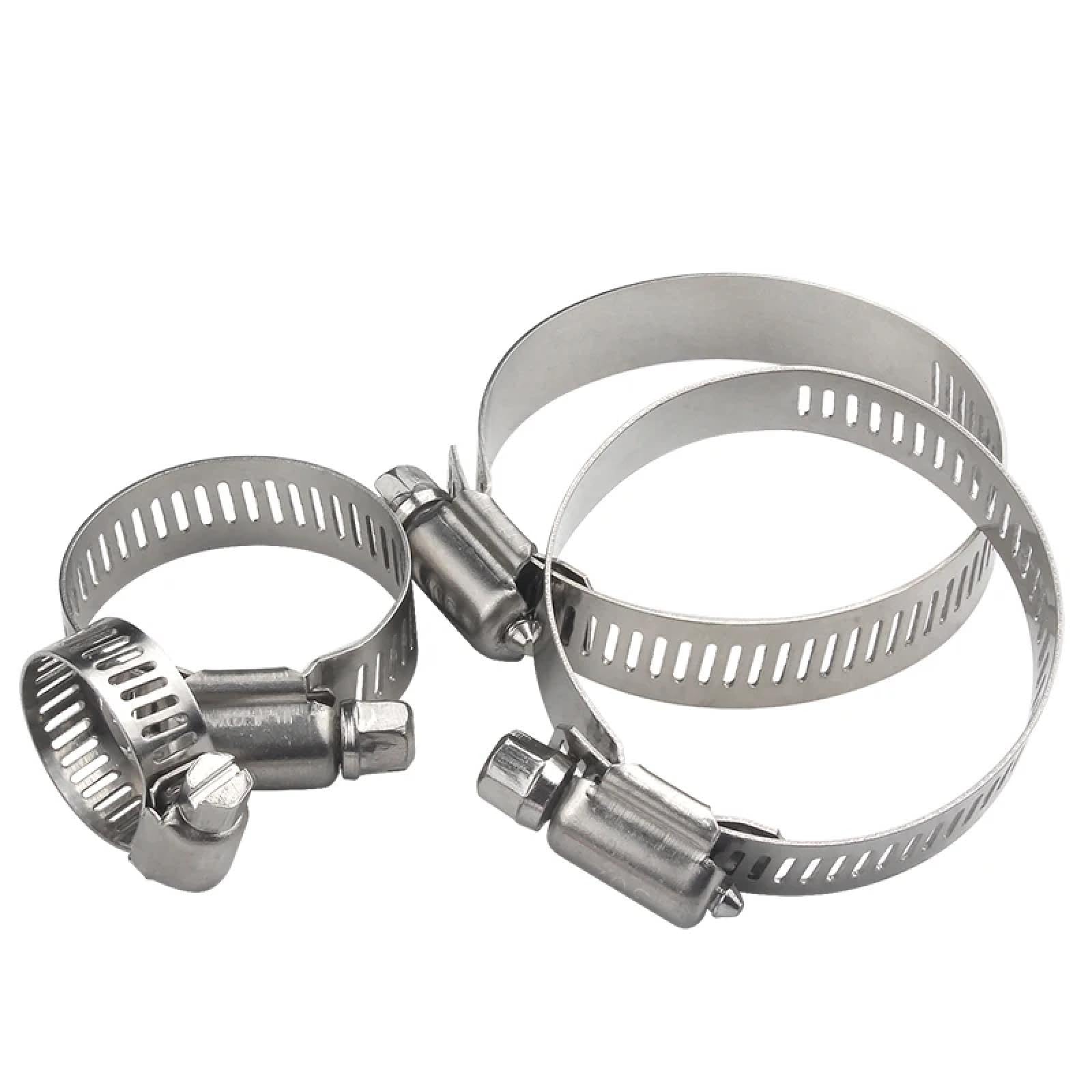 5 abrazaderas de manguera de acero inoxidable con engranaje helicoidal ajustable de 16 mm a 165 mm para tuberías de agua (141-165 mm)