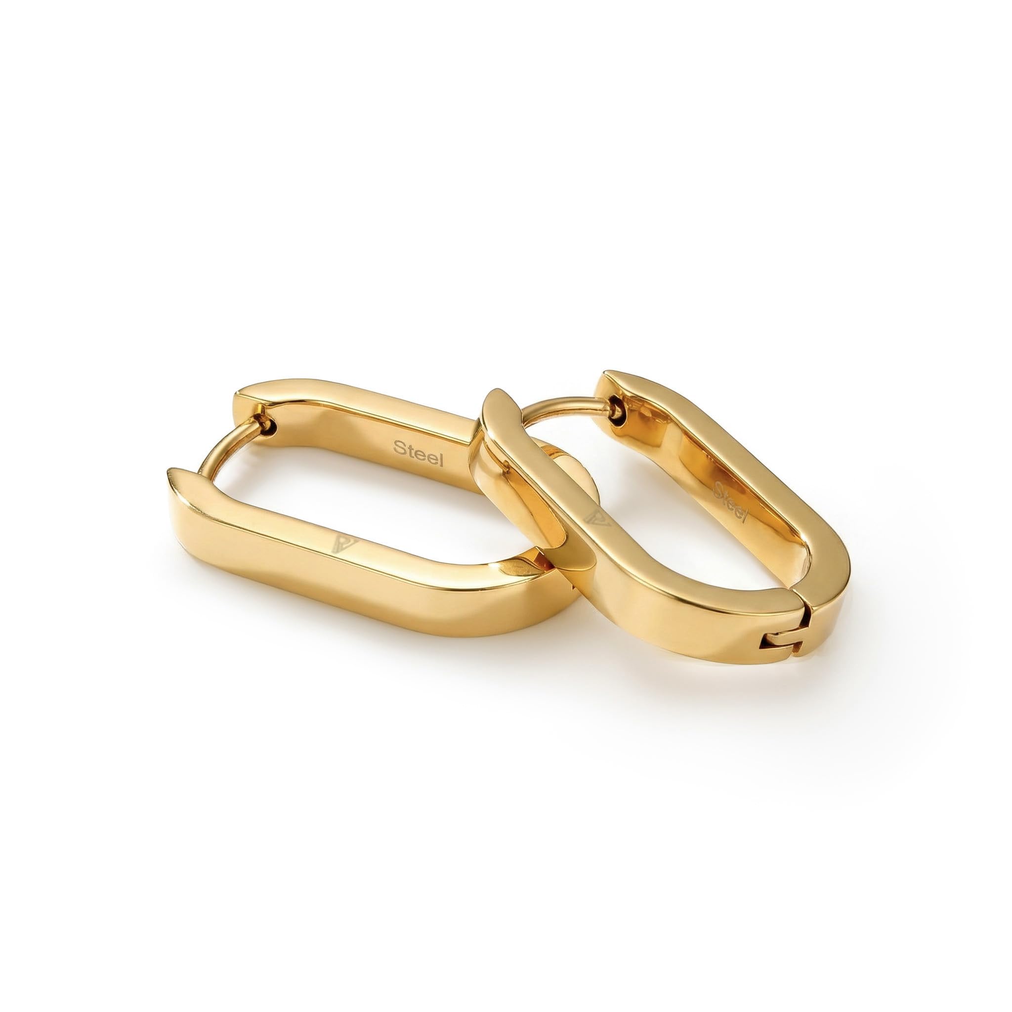 PAUL VALENTINE - Damen Ohrringe Edelstahl - Vergoldet/Golden - mit Zirkonia Stein - Oval Creole - PV-E0039