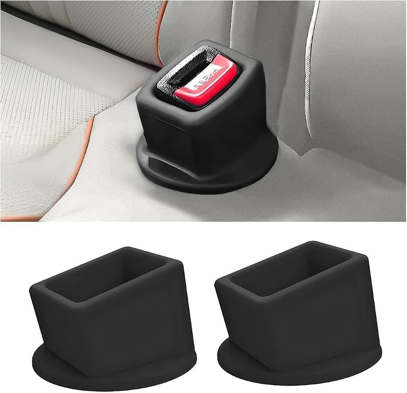 Suporte de Silicone para Fivela do Cinto de Segurança Sandfren – 2 unidades, Preto