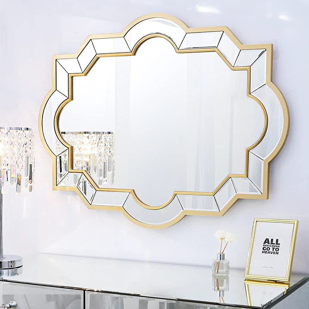 Chende Gold Mirror Wall Decor, Large Decorative Wall Mirror with Gold
