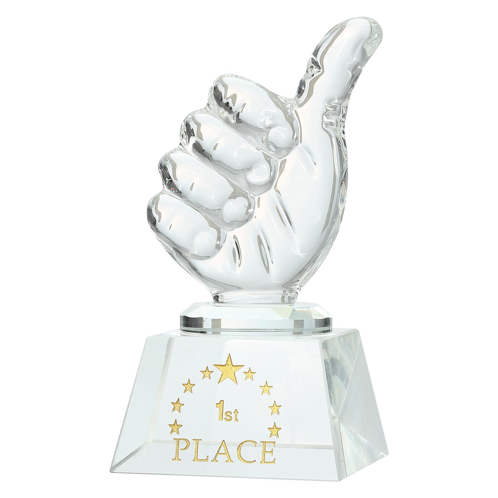 MECCANIXITY Trofeo de cristal Thumbs Up con caja para decoración de mesa de escritorio y pisapapeles