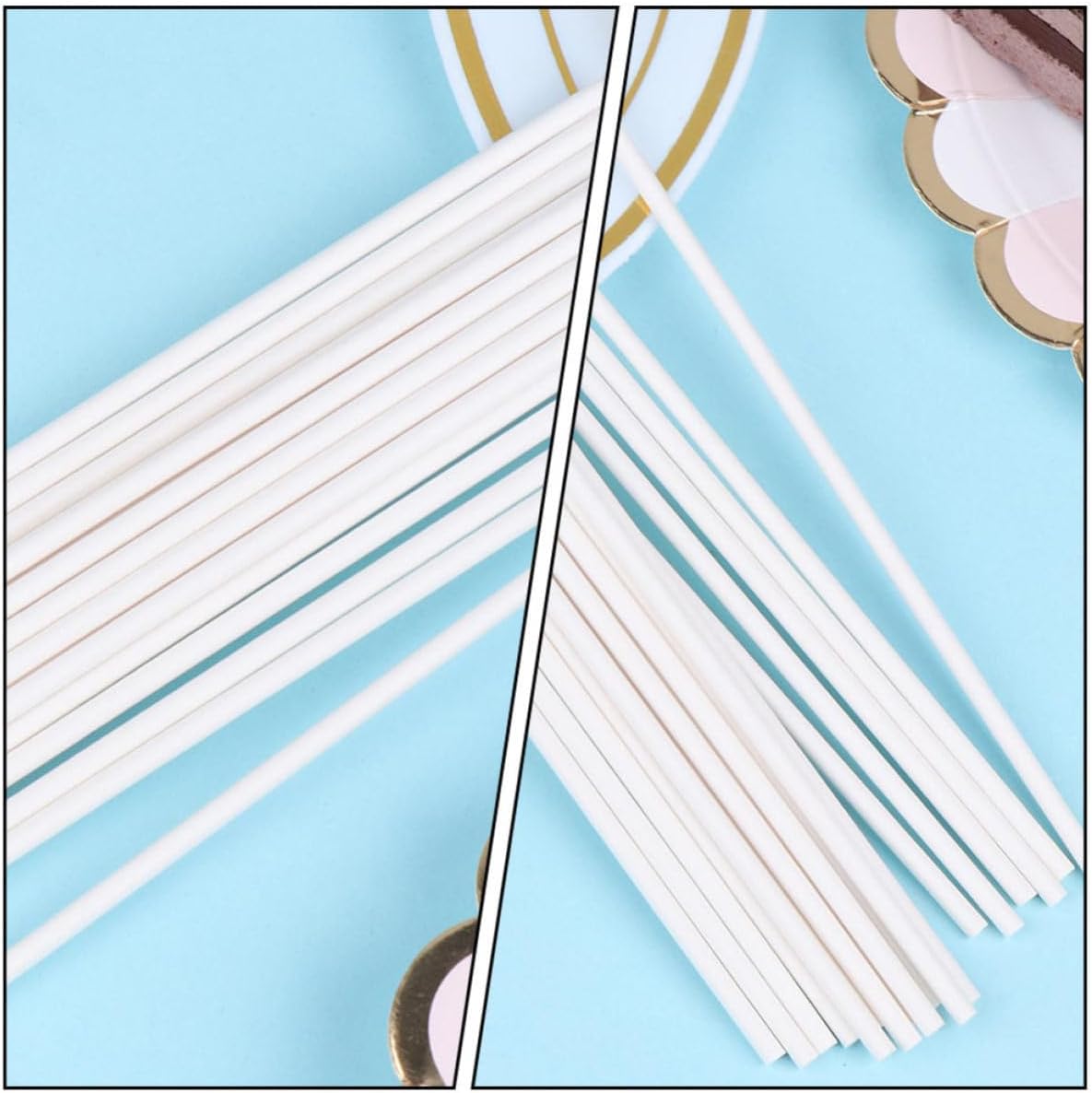 300pcs Paper Lollipop Sticks Reusable, White for DIY Candy Making