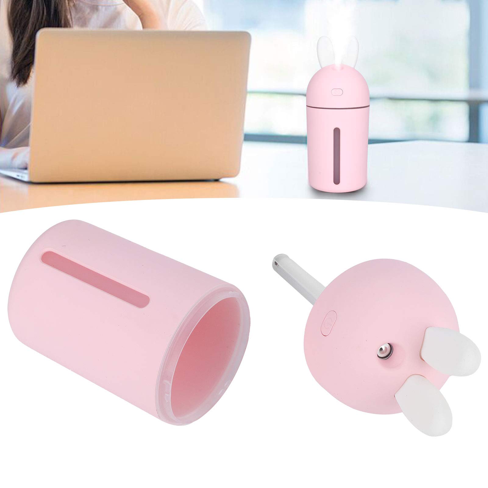 Mini umidificatore d'aria da 200 ml 3 ore di temporizzazione Ambiente Luce notturna Umidificatore da tavolo alimentato tramite USB (Rosa)