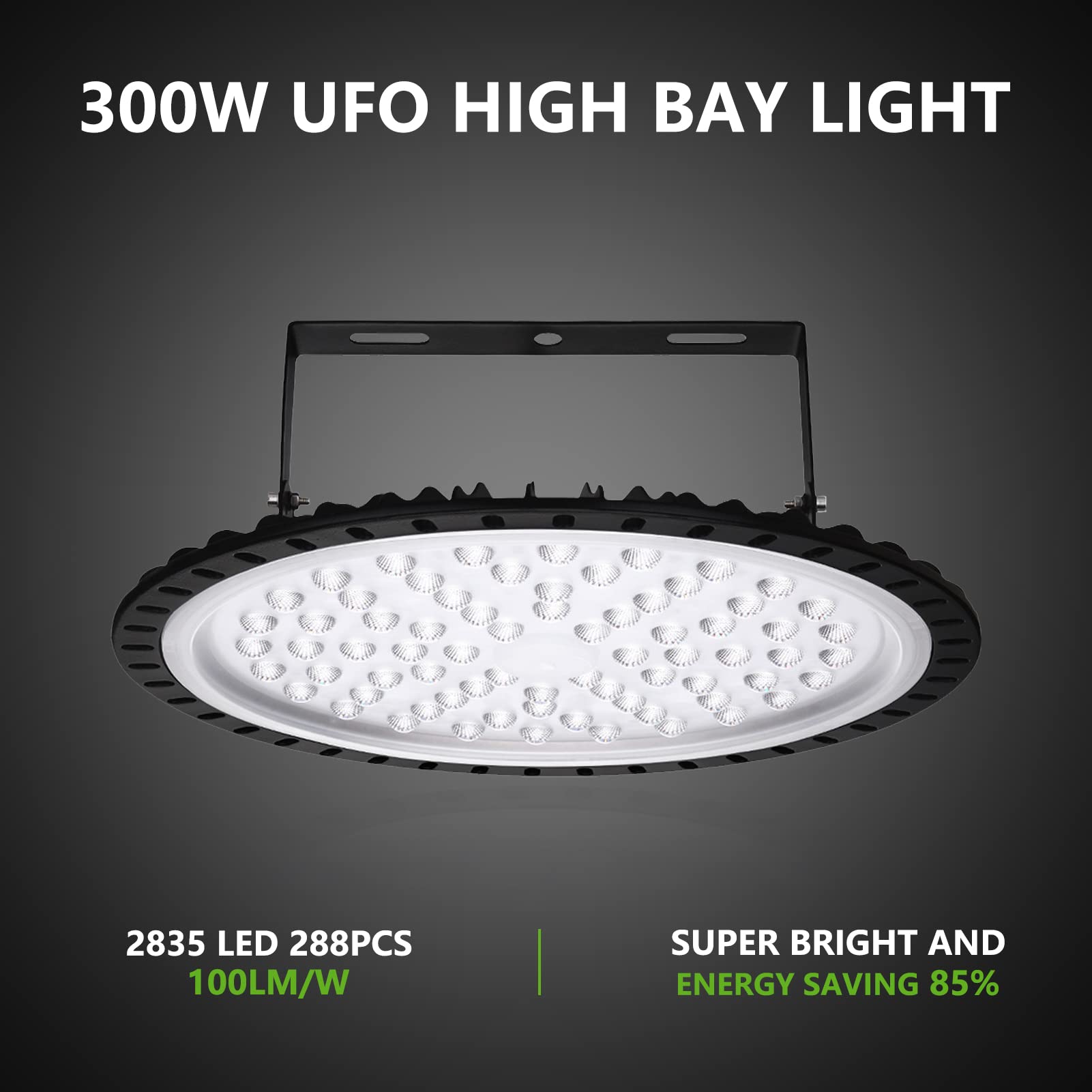 Viugreum 10 Pack 300W UFO LED High Bay Lights 30000LM 6000K-6500K Daylight White Ultra Thin LED Warehouse Lighting — view 5