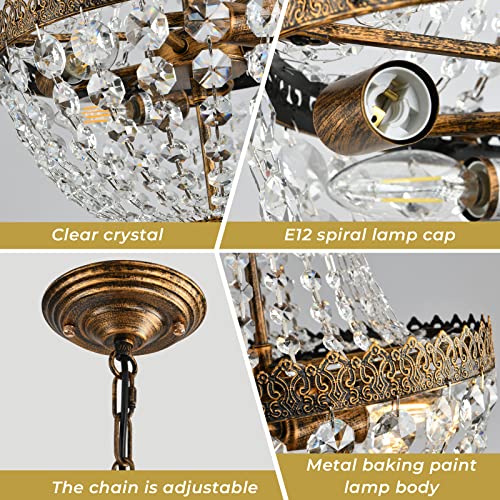 Kaiqi 8019-4 Lights French Empire Mini Crystal Chandelier Farmhouse Pendant Lighting thumb #1