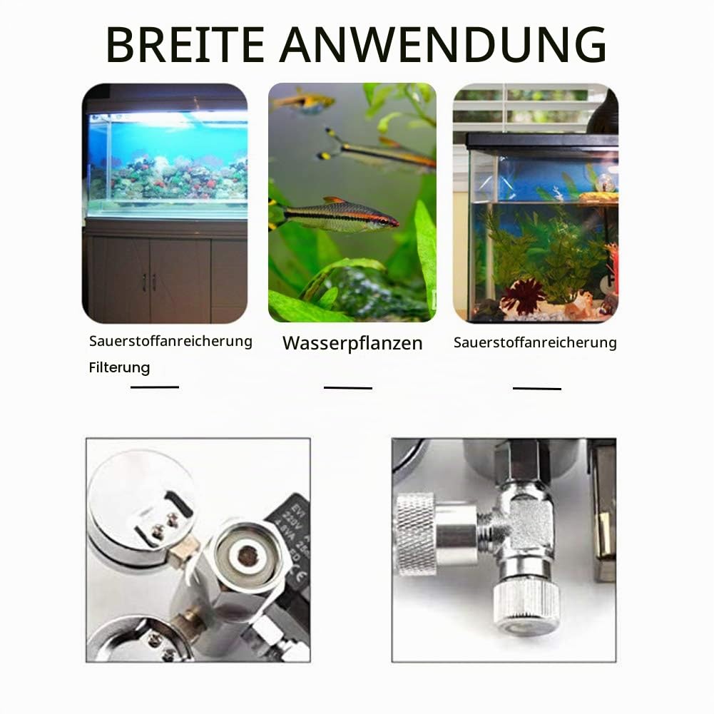 CO2 Druckminderer mit Magnetventil Manometer und Rückschlagventil,Mehrweg Aquarium Magnetventil Blasenzähler W21.8 Interface
