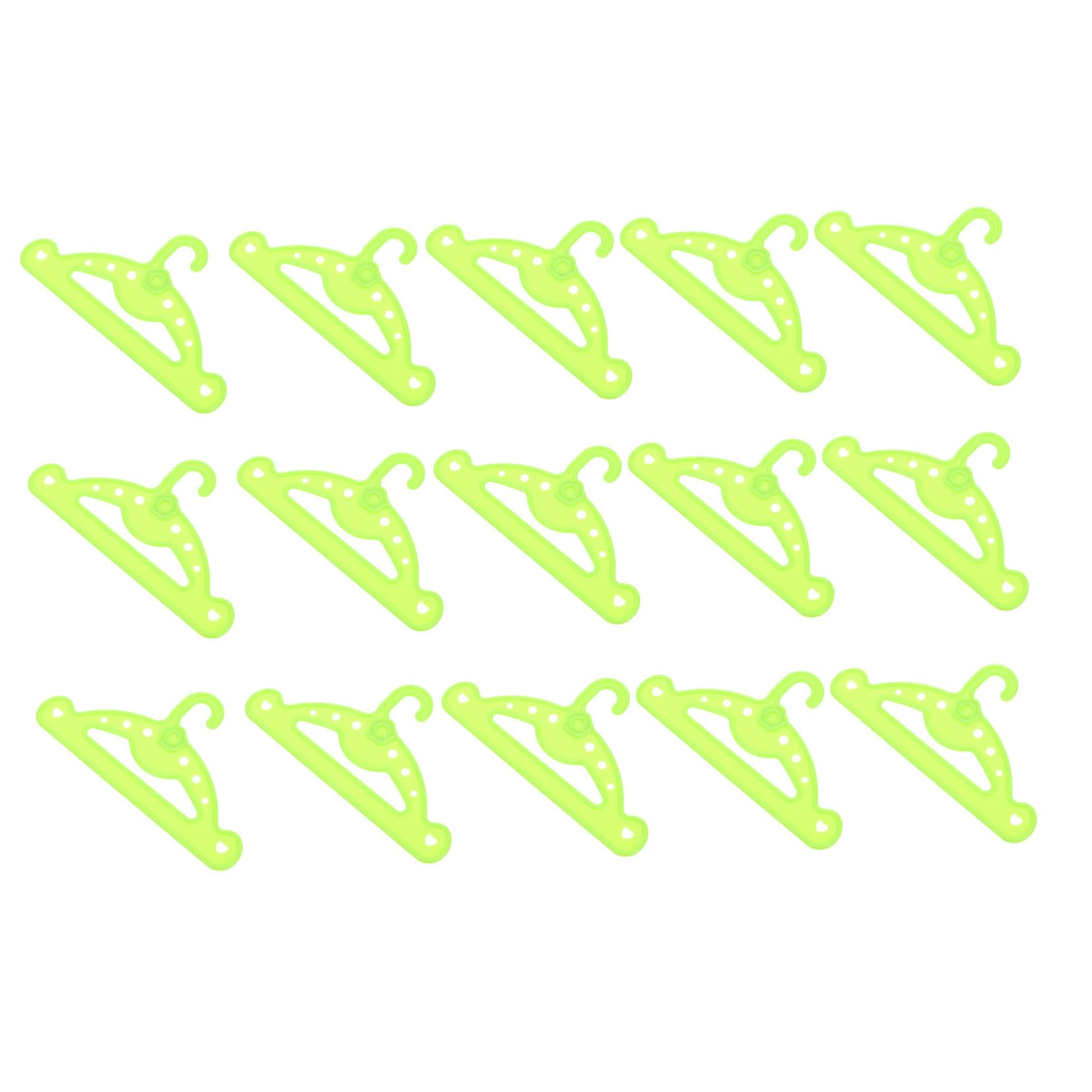 Gogogmee 15 Pcs Green Plastic Doll Clothes Hangers Mini Doll Coat Rack for Christmas Craft Present Accessories Boys and Girls Room Organization