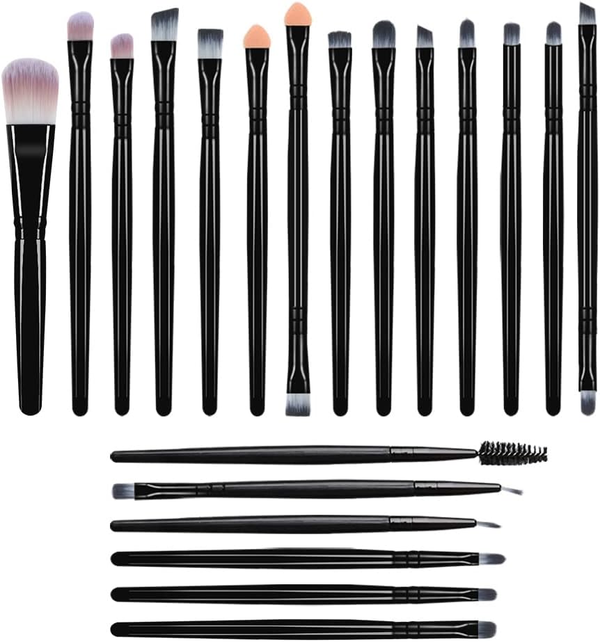 Professionele Make-up Kwastenset, 20 Stuks Oogmake-up Kwasten voor Dames en Meisjes, Draagbare Oogschaduwborstel voor Op Reis, Multifunctionele Make-upborstel, Wenkbrauwverhullende Kwast