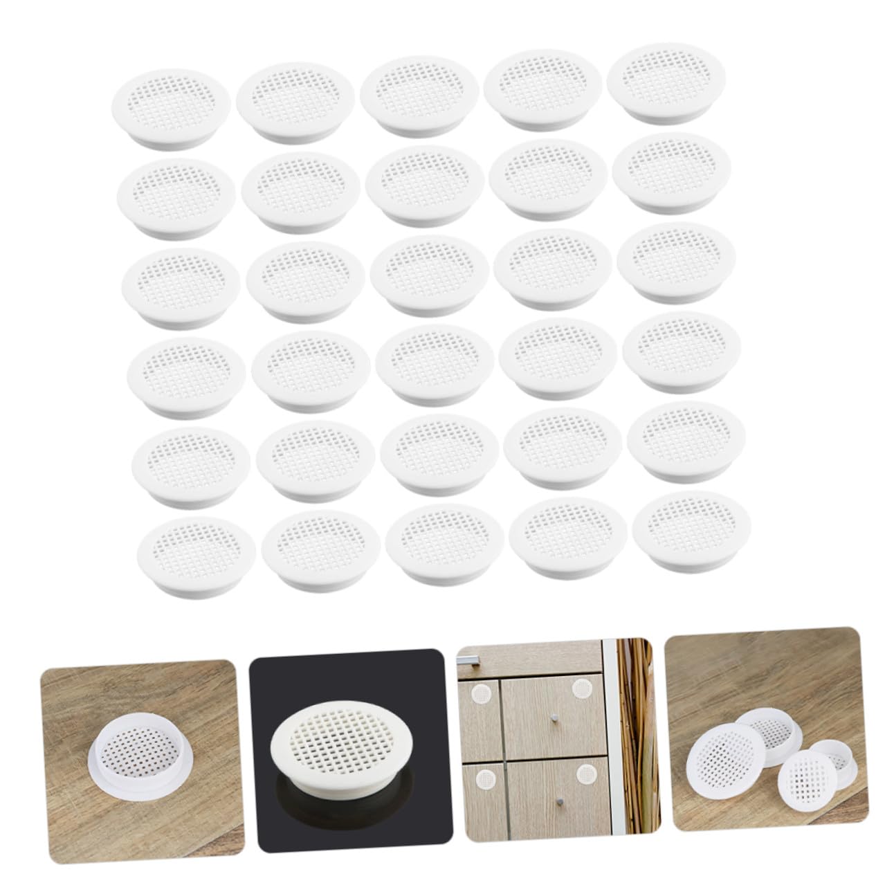 Unterbau Lüftungsgitter Weiß 50 Stück aus Kunststoff 53mm mit Belüftungs und Wärmeableitungsfunktion für Schuhschrank für Schrankbelüftung im Haushalt