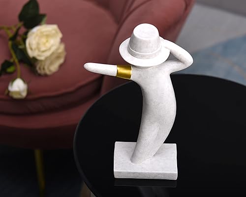 Miniatura 5 de Pointnio Escultura de Michael Jackson, estatua de recuerdos de MJ, regalos de recuerdos de Michael Jackson, figuras divertidas decorativas (blanco)