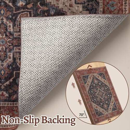 Image of Tangsoo 2.6x8 Washable Runner Rug for Hallways, Non Slip Vintage Runners