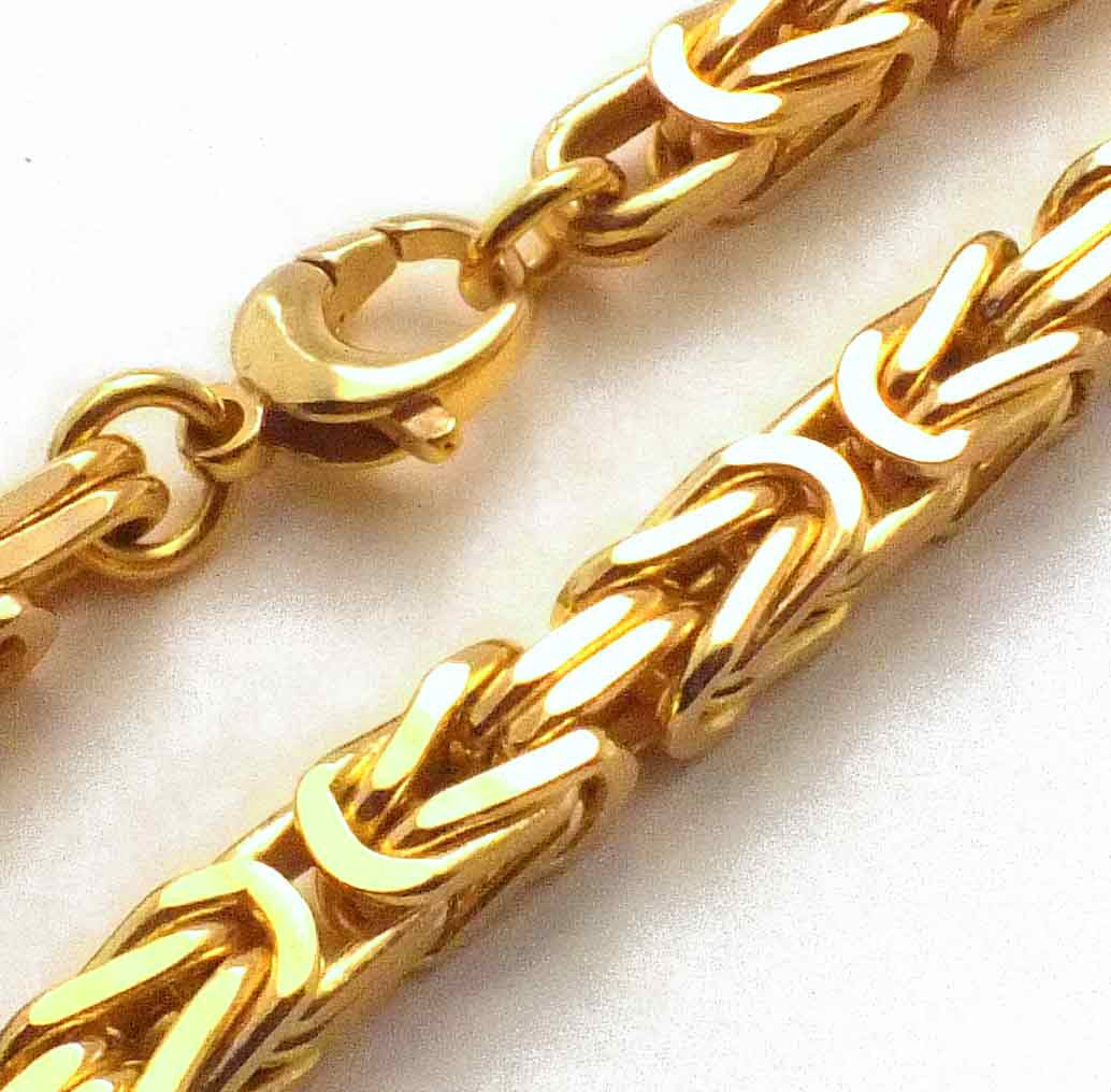 Collana bizantina placcata oro 18 carati o Doublé 7 mm larghezza lunghezza selezionabile, collana uomo catena donna regalo gioielli dalla fabbrica Tendenze-Italy