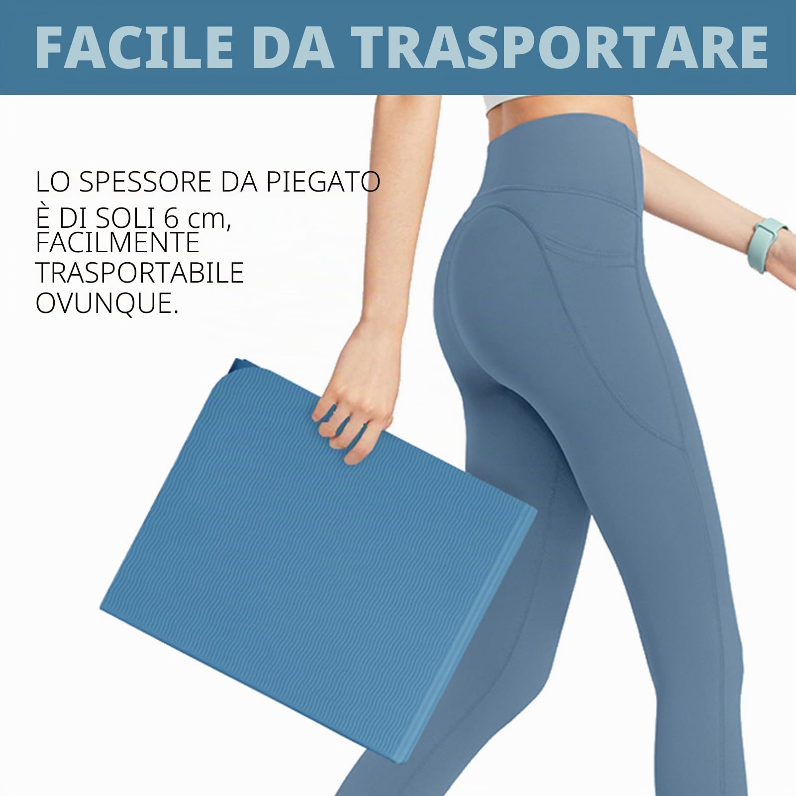 Good Nite Tappetino da yoga pieghevole, antiscivolo, portatile, pieghevole, leggero, per ginnastica, pilates, sport, viaggi, yoga, 183 x 61 x 0,6 cm