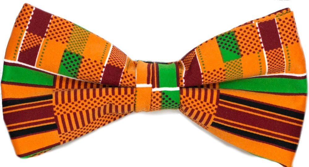 Men's Microfiber Kente African Print Self tie Bow Tie & Pocket Square Hankie Gift Set