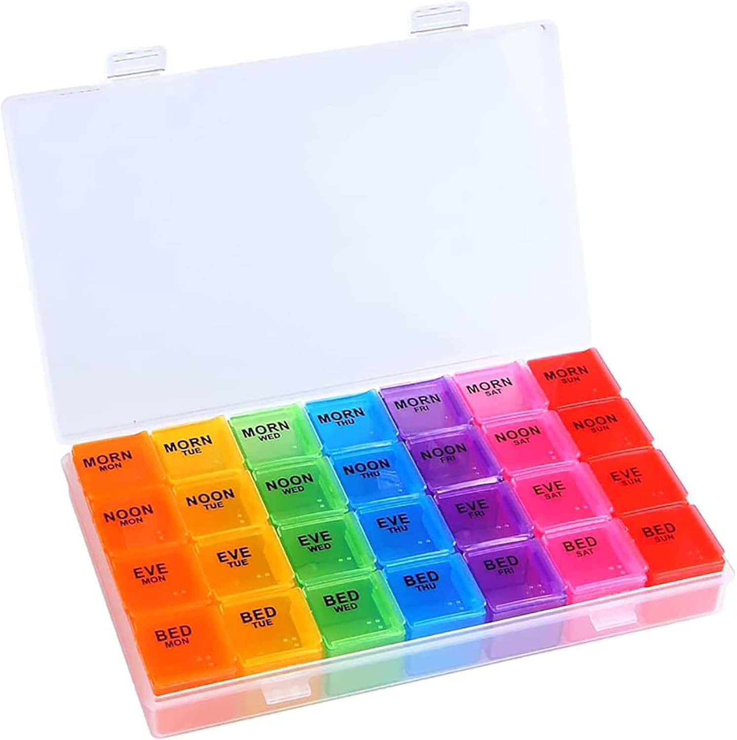 Fi18 Weekly Pill Box Organiser, High Capacity Pill Box 7 Day 4 Times A
